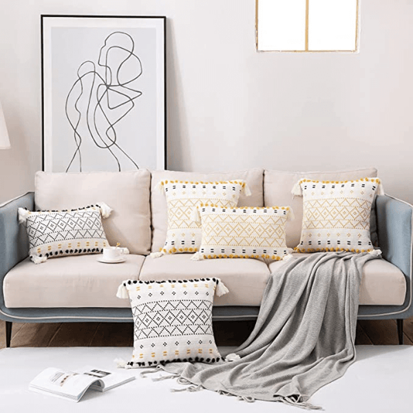 Geometric boho-style pillowcases