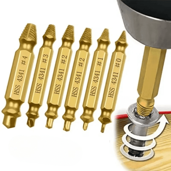 6pcs HSS Screw Extractor Set – Double-Ended Drill Bits for Rusted & Broken Screw Removal