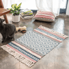 Geometric Boho Rug, Hand Woven Cotton Linen, 2' x 3'