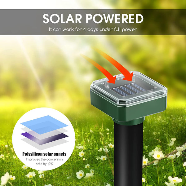 Outdoor Waterproof Solar Mole Snake and Mouse Repellent, 4 Pcs