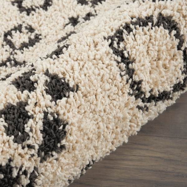 Large Moroccan Cream Rug with Rustic Diamond Design, 7'10" x 10'6"