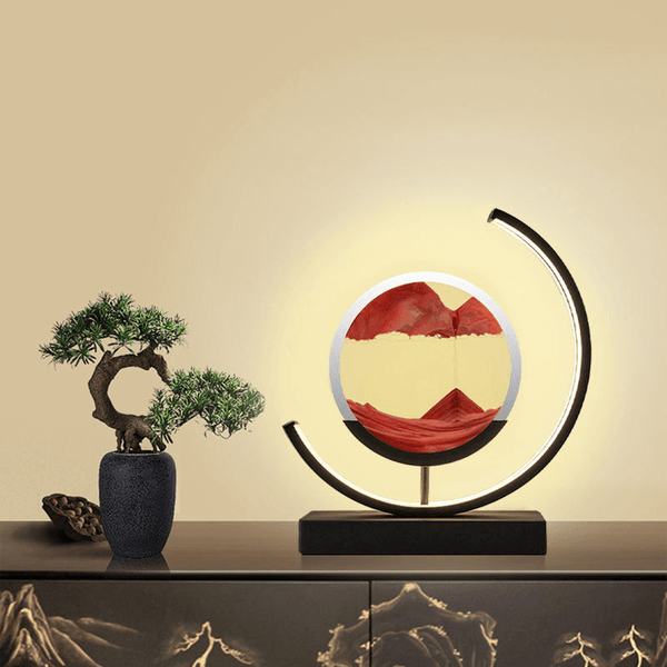 Relaxing Sand Art Black Red Moon Hourglass Table lamp