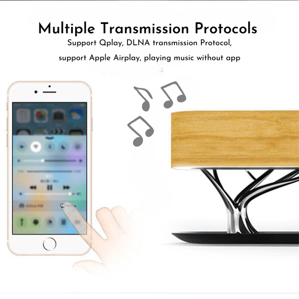 Bedside Bonsai Tree LED Lamp with Bluetooth Speaker, Wireless Charger, Desk Lamp for All Phones