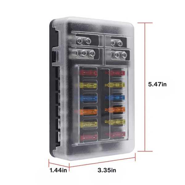 12/6 Way Waterproof Blade Fuse Box with LED – 12V/24V ATO/ATC