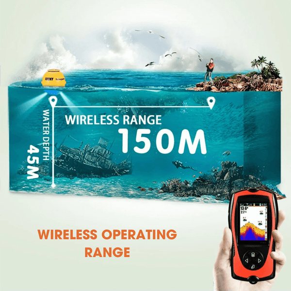 Wireless Portable Fish Finder – Rechargeable Sonar Depth Sounder (45M)