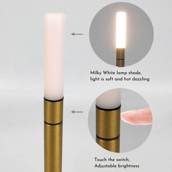 Gold Candle Table lamp for bedroom Rechargeable Wireless touch lamp
