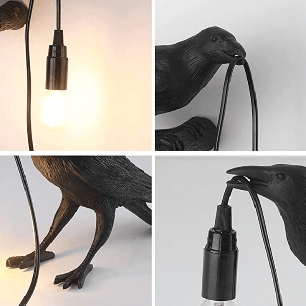 Cute Black Bird Crow Table Lamp