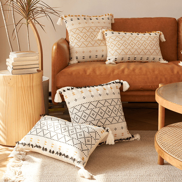Geometric boho-style pillowcases