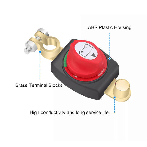Battery Disconnect Switch 12-48V - Power Cut Master Isolator for Cars, RVs & Boats