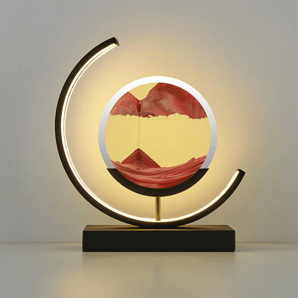 Relaxing Sand Art Black Red Moon Hourglass Table lamp
