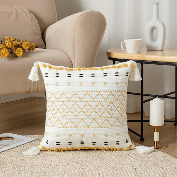 Geometric boho-style pillowcases