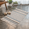 Geometric Boho Rug, Hand Woven Cotton Linen, 2' x 3'