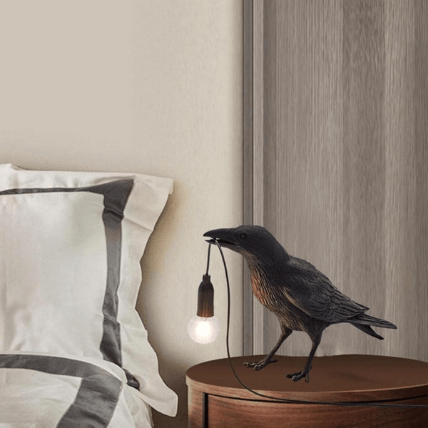 Cute Black Bird Crow Table Lamp