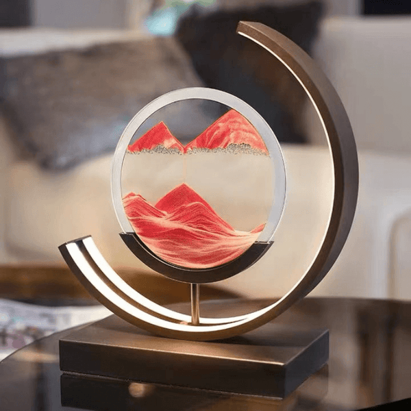 Relaxing Sand Art Black Red Moon Hourglass Table lamp