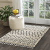 Large Moroccan Cream Rug with Rustic Diamond Design, 7'10" x 10'6"