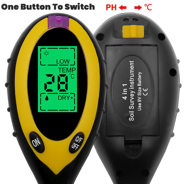 Soil pH Meter - 4 in 1 Soil pH, Temperature, Moisture and Sun light Meter