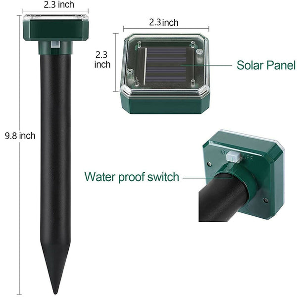 Outdoor Waterproof Solar Mole Snake and Mouse Repellent, 4 Pcs