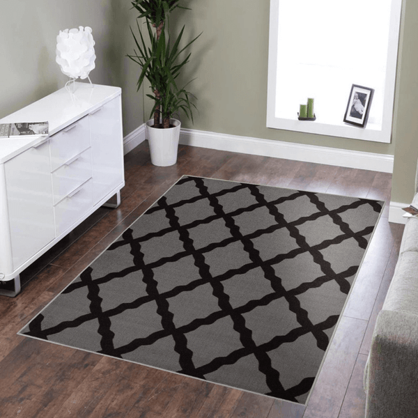 Non-Slip Moroccan Carpet, Dark Gray Legacy, 3'3" x 5'