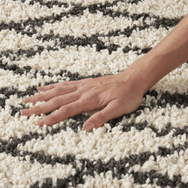 Large Moroccan Cream Rug with Rustic Diamond Design, 7'10" x 10'6"