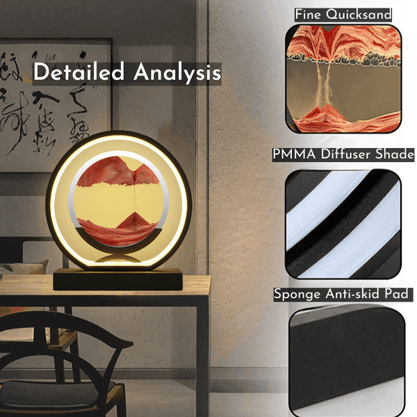 Sand PaintingBlack Round Red Table Lamp