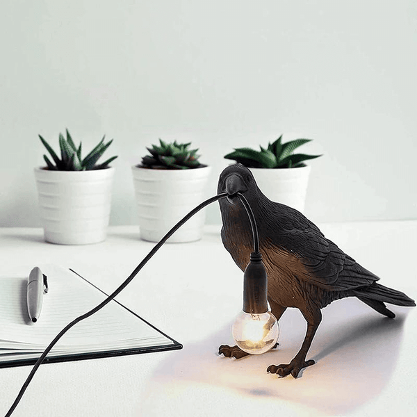 Cute Black Bird Crow Table Lamp