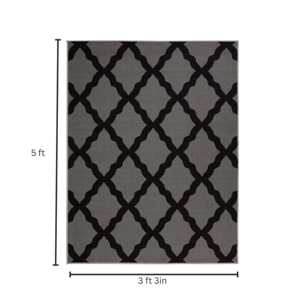 Non-Slip Moroccan Carpet, Dark Gray Legacy, 3'3" x 5'