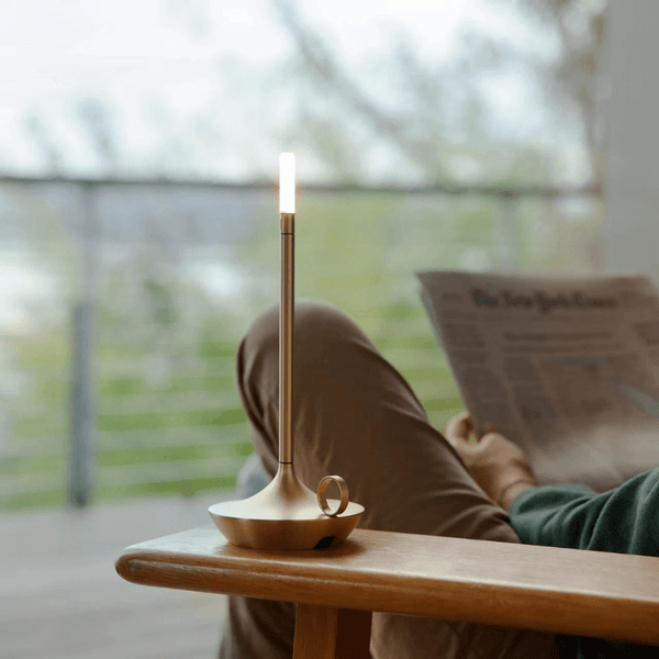 Gold Candle Table lamp for bedroom Rechargeable Wireless touch lamp