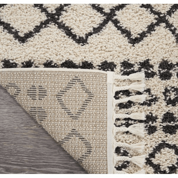 Large Moroccan Cream Rug with Rustic Diamond Design, 7'10" x 10'6"