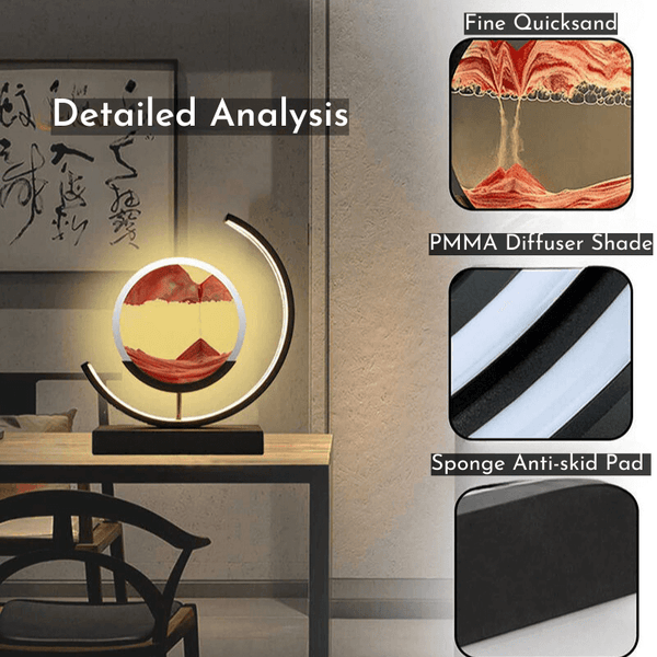 Relaxing Sand Art Black Red Moon Hourglass Table lamp