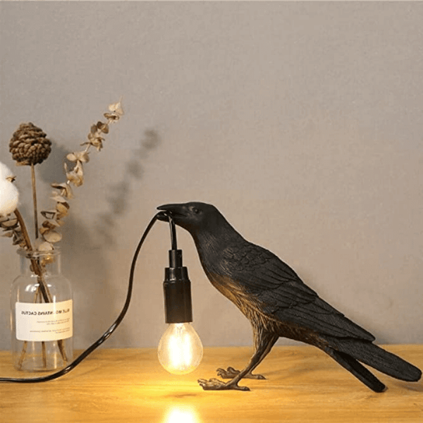 Cute Black Bird Crow Table Lamp