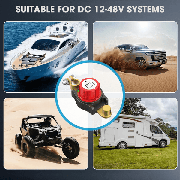 Battery Disconnect Switch 12-48V - Power Cut Master Isolator for Cars, RVs & Boats