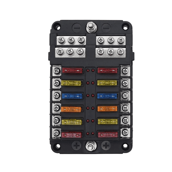 12/6 Way Waterproof Blade Fuse Box with LED – 12V/24V ATO/ATC
