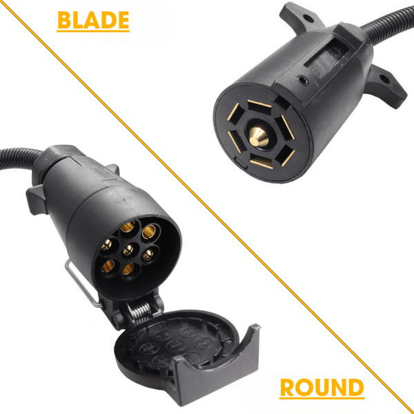 7-Way RV Blade to 7-Pin Round Trailer Adapter – Plug-and-Play, Weatherproof Wiring Connector