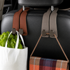 2PCS Leather Car Seat Headrest Hooks – Double Metal Purse & Bag Hangers